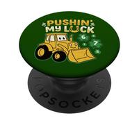 Bulldozer per bambini che spingono la mia fortuna St Patrick 6 7 Numeri Fortunati PopSockets PopGrip Adesivo