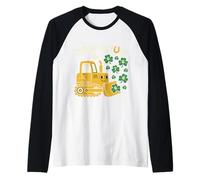 Bulldozer per Bambini Che Spingono la mia Fortuna St Patrick 67 Numeri fortunati Maglia con Maniche Raglan