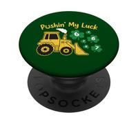 Bulldozer per bambini che spingono la mia fortuna St Patrick 67 numeri fortunati PopSockets PopGrip Adesivo