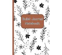 Bullet Journal Notebook: Black & White Flowers, dotted, grid, 6x9, 145 pages