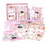 Bullet Journal Set da 155 pezzi, taccuino creativo con accessori, set completo di articoli di cancelleria, ideale per scrapbooking, scrivere e disegnare (lettera gatto)
