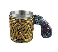 Bullet Mugs for Men - 450ml Revolver Mug for Beer | Stainless Steel Drinking Accessory for Bars, Clubs, Home, Cafes, and Camping
