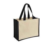 Bullet Varai - Borsa per la spesa in tela e iuta, Nero tinta unita., 19 x 42.2 x 32.5cm