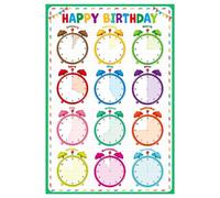 Bulletin Board Birthday Calendar Chart Poster for Classroom Decor Back to School Teacher Supplies Confetti Design(Unframed,16x24inch(40x60cm))