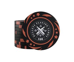 Bullets Playing Cards, Janice Set di 25 fiche da poker in plastica per gioco di poker, valore 100, diametro 4 cm, peso 11,5 g