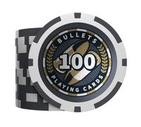 Bullets Playing Cards, Poker Chip in plastica, Christopher con valori, rotolo da 25 (nero (100)