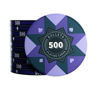 Bullets Playing Cards, Poker Chip Paulie in ceramica con valori, rotolo da 25 (viola, 500)