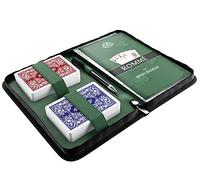 Bullets Playing Cards, Rommee - Set di 2 mazzi di carte Romme in custodia in ecopelle con libretto delle regole, penna, blocco note e lista delle regole, versione tedesca