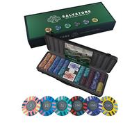 Bullets Playing Cards Valigetta da poker "Salvatore" con 500 chip da poker in argilla da 10 g, set da poker con carte, dadi, button e regole del poker
