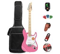 Bullfighter Chitarra elettrica per adulti principianti entry rock chitarra tuta professionale per uomini e donne con borsa per chitarra, tracolla, plettri, accordatore, corde e cavo (MS100-Pink)