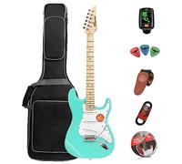 Bullfighter Chitarra elettrica per adulti principianti entry rock chitarra tuta professionale per uomini e donne con borsa per chitarra, tracolla, plettri, accordatore, corde e cavo (MS100-Green)