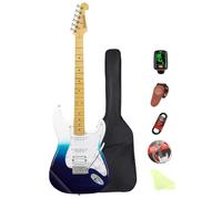 Bullfighter Chitarra elettrica per principianti amanti della musica 39 pollici Full Size Solid Body Chitarra elettrica kit per principianti ST SSH Series (blu sfumato)