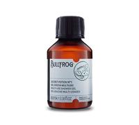 Bullfrog - Gel Doccia Multiuso Secret Potion N.1: Detergente per Corpo, Viso e Capelli, 92,3% Naturale, Fragranza Legnosa e Ambrata, Versatile e Rivitalizzante, Made in Italy, 100 ml