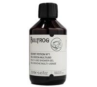 Bullfrog - Gel Doccia Multiuso Secret Potion N.1: Detergente per Corpo, Viso e Capelli, 92,3% Naturale, Fragranza Legnosa e Ambrata, Versatile e Rivitalizzante, Made in Italy, 250 ml