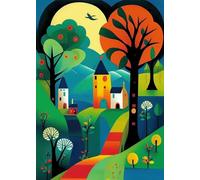 Bullglesup Puzzle per adulti, 1000 pezzi, casa sulla collina, puzzle con poster lettera sul retro, pezzi unici si adattano bene senza polvere (69,8 x 49,8 cm)