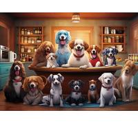 Bullglesup Puzzle per adulti 1000 pezzi, gruppo di cani, puzzle con poster lettera sul retro, pezzi unici si adattano bene senza polvere (69,8 x 49,8 cm)