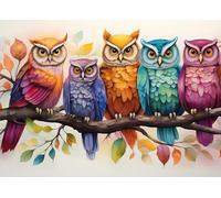 Bullglesup Puzzle per adulti, 1000 pezzi, gufo colorato con lettera poster sul retro, pezzi unici si adattano bene senza polvere (69,8 x 49,8 cm)