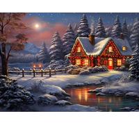 Bullglesup Puzzle per Adulti, 1000 Pezzi, House in Winter con Poster, si Adattano Perfettamente tra Loro Lettere sul Retro, Senza Polvere, Regalo per Anziani (70 x 50 cm)