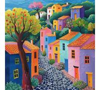 Bullglesup Puzzle per adulti, 1024 pezzi, case sulla strada, puzzle con lettera poster sul retro, pezzi unici che si adattano bene senza polvere (50 x 49,8 cm)