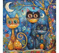 Bullglesup Puzzle per adulti 1024 pezzi, gatti sotto la luna puzzle con poster lettera sul retro, pezzi unici si adattano bene senza polvere (49,8 x 49,8 cm)