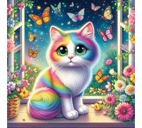 Bullglesup Puzzle per adulti, 1024 pezzi, gatto colorato con poster, si adattano perfettamente tra loro lettere sul retro, senza polvere, regalo per anziani (50 x 50 cm)