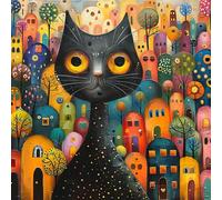 Bullglesup Puzzle per adulti 1024 pezzi, gatto nero puzzle con poster lettera sul retro, pezzi unici si adattano bene senza polvere (49,8 x 49,8 cm)