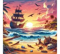 Bullglesup Puzzle per adulti 1024 pezzi, puzzle nave pirata con poster lettera sul retro, pezzi unici si adattano bene senza polvere (49,8 x 49,8 cm)