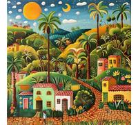 Bullglesup Puzzle per adulti 1024 pezzi, puzzle villaggio nella giungla con lettera poster sul retro, pezzi unici si adattano bene senza polvere (50 x 49,8 cm)