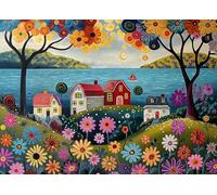 Bullglesup Puzzle per adulti, 777 pezzi, cottage con poster, grande parte, si adattano perfettamente tra loro lettere sul retro, senza polvere, regalo per anziani (70 x 50 cm)