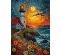 Bullglesup Puzzle per adulti grande, 777 pezzi, puzzle con faro al crepuscolo con lettera poster sul retro, pezzi unici che si adattano bene senza polvere (69,8 x 49,8 cm)