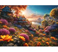 Bullglesup Puzzle per adulti grande, 777 pezzi, puzzle da giardino fiorito con lettera poster sul retro, pezzi unici che si adattano bene senza polvere (69,8 x 49,8 cm)