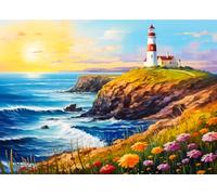 Bullglesup Puzzle per adulti grande, 777 pezzi, puzzle faro sulla collina con poster lettera sul retro, pezzi unici si adattano bene senza polvere (69,8 x 49,8 cm)