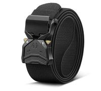 BULLIANT Cinture Uomo,Cintura Tatica Web Regolabile Stretch Adattamento Sblocco Rapido per Esterno Servizio,Taglia Facile(Nero,135cm/42-46" vita regolabile)