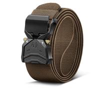 BULLIANT Cinture Uomo,Cintura Tatica Web Regolabile Stretch Adattamento Sblocco Rapido per Esterno Servizio,Taglia Facile(Marrone Chiaro,155cm/52-56" vita regolabile)
