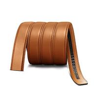 BULLIANT Cinturino Cintura Uomo Cinture a Cricchetto Vera pelle Larghezza 1 3/8 ",Taglio per Vestibilità(Marrone arancio-120cm/26-40" vita regolabile)