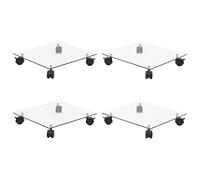 Bulliing Carrelli Porta Piante 4 pz 35x35 cm Vetro Temperato Quadrati,Sottovaso con Ruote Ruotabile a 360°,Carrello Portavasi Rotondo per Interni ed Esterni,Adatto per Fioriera,Ombrelli