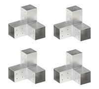 Bulliing Connettori per Pali a Forma di Y 4 pz Metallo Zincato 81x81 mm,Angolo per palo per Legno, Argento Supporto per Pali,per Gazebo e Porticati,da Avvitare,per Fissaggi su Calcestruzzo