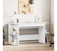 Bulliing Scrivania Bianca 140x50x75 cm in Legno Multistrato,Scrivania con Libreria Tavolo da Lavoro Porta Pc Computer Struttura e Piano in Legno MDF Arredamento Casa Ufficio Cameretta
