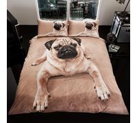 Bullo King Size Set Copripiumino Cucciolo di Cane Marrone Lenzuola Reversibili