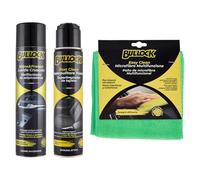 Bullock Car Care, Set Pulizia Professionale composto da 3 prodotti per interni - Ripristina colore e brillantezza alle plastiche e ai Tessuti dell'Interno dell'Auto con panno in microfibra