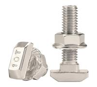 Bullone a incastro per scanalature a T, Confezione da 5 bulloni a T con dadi flangiati for profili in alluminio standard europei di varie dimensioni(40 series M8x25mm)