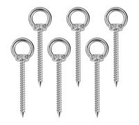 Bullone a Occhiello con Filettatura in Legno, M10 x 80 mm Acciaio Inossidabile 304, Ganci Robusti per Amache, Poltrone Sospese, Sedie a Dondolo, Cavo Fisso (6pezzi)