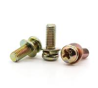 Bullone a testa tonda con intaglio a croce 1000/50pz M4 M5 Set di viti con guarnizione piatta e rondelle elastiche in acciaio al carbonio L=12mm 16mm 25mm(12mm,100pcs M4)