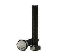 Bullone a vite a testa esagonale M8 x 80 mm, completamente filettato, acciaio legato grado 12,9, finitura ossido nero, quantità 10