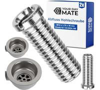 Bullone Banjo per valvola a cestello, M12 x 1,75 x 36 mm, 2 pezzi, compatibile con il set di scarico Franke da 3,5 pollici, ricambio per l'articolo 133.0024.186, in ottone, filettatura standard