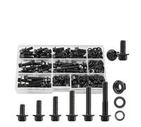 Bullone flangiato M6, 228 pezzi M6-1.0 bulloni esagonali viti dadi rondelle kit assortimento, battistrada completamente grosso, nero