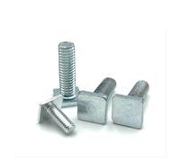 bulloni a testa quadrata, 100 bulloni a testa piatta quadrata, livello 4.8, zincati, a forma di T, perno filettato M4, M5, M6, for binario ferroviario, bullone con scanalatura a T(M6x20mm (head 10x10)