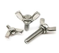 Bulloni con dadi ad alette, Vite a testa zigrinata con a farfalla in acciaio inossidabile 304 a mano(5pcs M4,6mm)