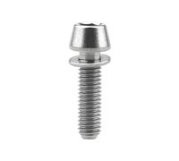 Bulloni di collegamento a filettatura completa, 2 viti a esagono incassato M5 x 16/18/20 mm, in lega di titanio con testa conica e rondella per il fissaggio dell'attacco della bicicletta (argento, M5
