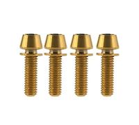 Bulloni for stelo bici, 4 pezzi Bullone in titanio M6 Testa conica con rondelle Viti for freno a disco for bicicletta(Gold,M6 18mm)